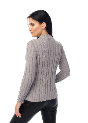Серый зимний женский мягкий свитер с воротником стойкой SVTR