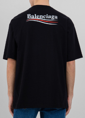 Чорна сіра футболка з логотипом Balenciaga