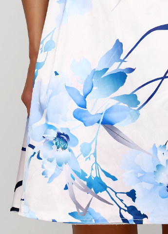 Голубое кэжуал платье а-силуэт Rinascimento с цветочным принтом
