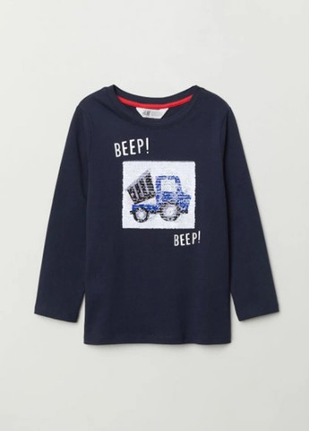 Индиго демисезонный кэжуал лонгслив H&M с надписями