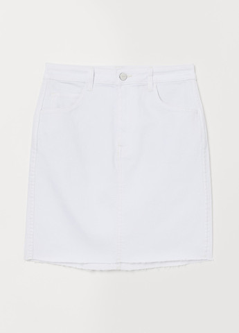 Белая джинсовая, кэжуал однотонная юбка H&M