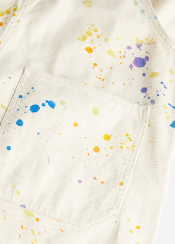 Комбинезон H&M комбинезон-брюки рисунок молочный денил, кэжуал хлопок