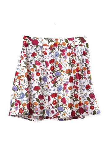 Белая кэжуал цветочной расцветки юбка H&M клешированная