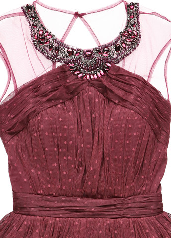 Бордовое коктейльное платье с пышной юбкой Little Mistress в горошек