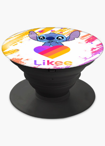 Попсокет (Popsockets) держатель для смартфона Стич Лайки (Stitch Likee) (8754-1596) Черный MobiPrint (216748517)