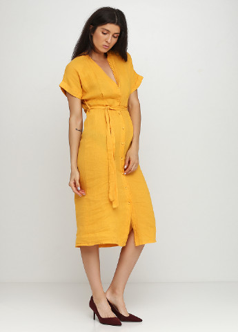 Жовтий кежуал платье Puro Lino однотонна