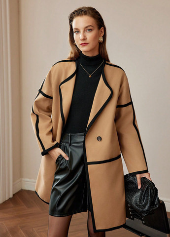 Песочное демисезонное Пальто однобортное SHEIN
