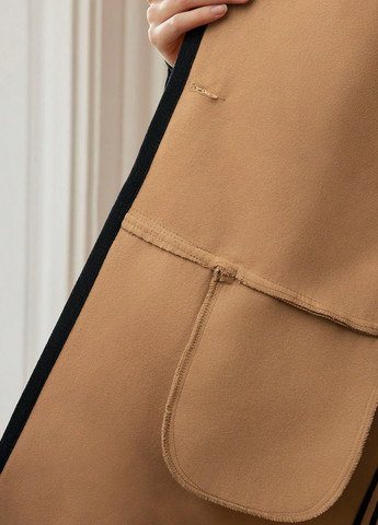 Песочное демисезонное Пальто однобортное SHEIN