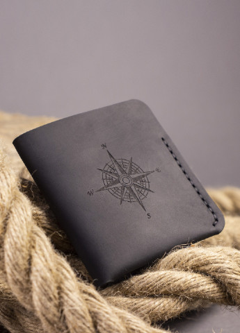 Тонкий дизайнерський гаманець у стилі мінімалізм з натуральної італійської шкіри - Чорний Anchor Stuff triplet (252664952)
