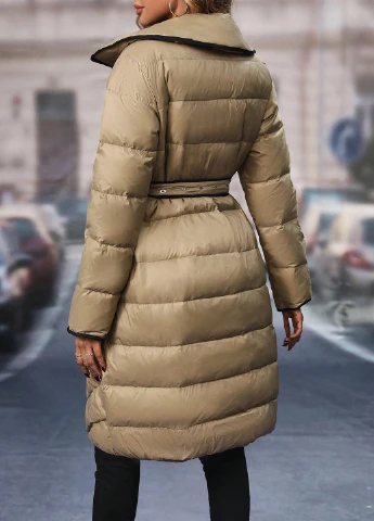 Оливковый (хаки) зимний Пуховик SHEIN