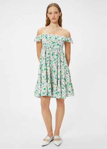 Комбинированное кэжуал платье а-силуэт KOTON с цветочным принтом