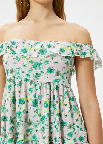 Комбинированное кэжуал платье а-силуэт KOTON с цветочным принтом