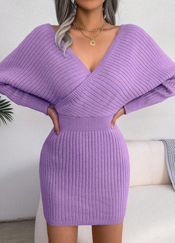 Лілова кежуал сукня на запах, з відкритою спиною SHEIN однотонна