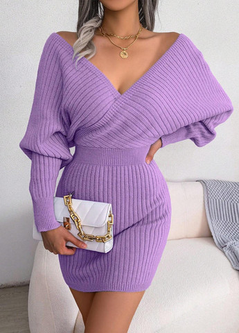 Лілова кежуал сукня на запах, з відкритою спиною SHEIN однотонна