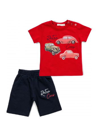 Червоний літній набір дитячого одягу з машинками (15928-86b-red) Breeze