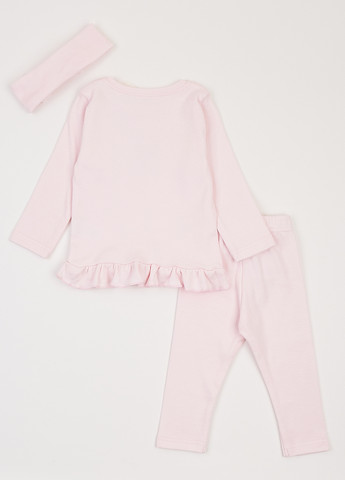 Рожевий демісезонний комплект (лонгслів, легінси, пов'язка) Фламинго