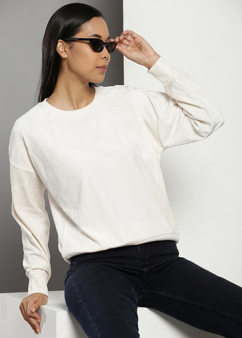 Молочный свитшот Calvin Klein логотип без декора (343081625)