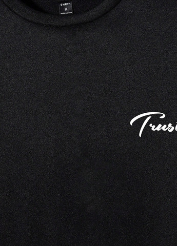 Черный свитшот SHEIN надпись без декора (331738994)