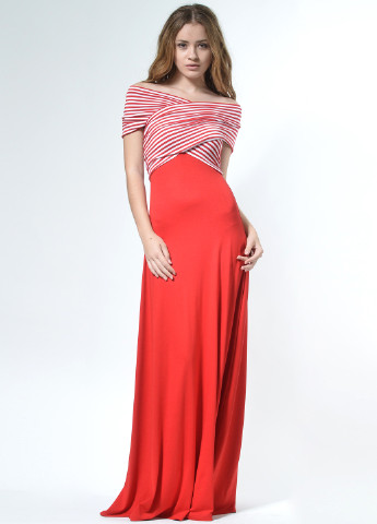Красное кэжуал платье в стиле ампир Lada Lucci в полоску