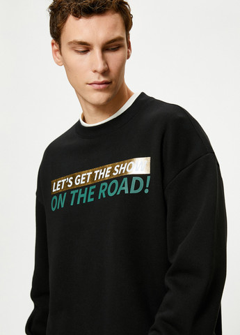 Чорний світшот KOTON напис без декору (290689379)