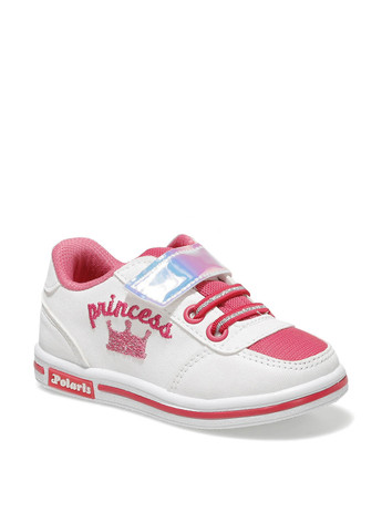 Детские белые осенние кроссовки Polaris на липучке с вышивкой, с логотипом для девочки
