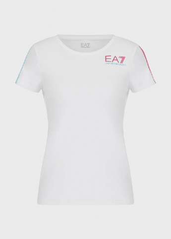 Белая летняя футболка EA7