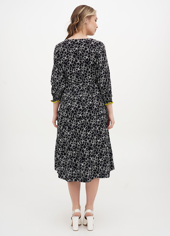 Черное кэжуал платье клеш Juliet deluxe с цветочным принтом