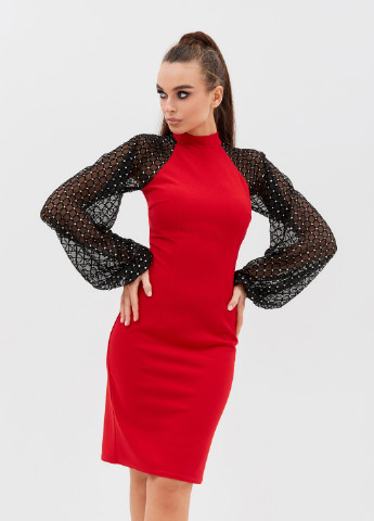 Красное кэжуал платье футляр ST-Seventeen однотонное