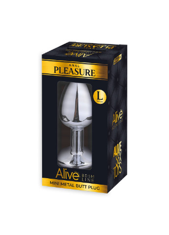 Металлическая анальная пробка с кристаллом Mini Metal Butt Plug Black L Alive (254953830)