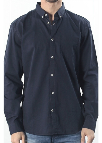 Темно-синяя кэжуал рубашка однотонная Tom Tailor