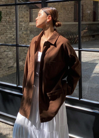 Коричневая демисезонная куртка куртка-пиджак SHEIN