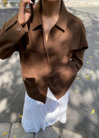 Коричневая демисезонная куртка куртка-пиджак SHEIN