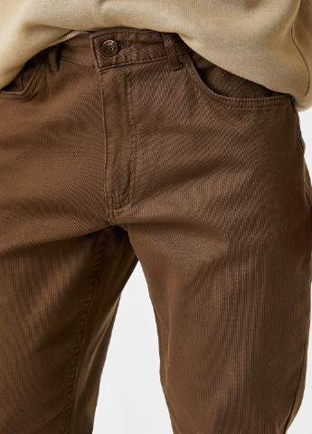 Коричневые кэжуал демисезонные зауженные брюки KOTON