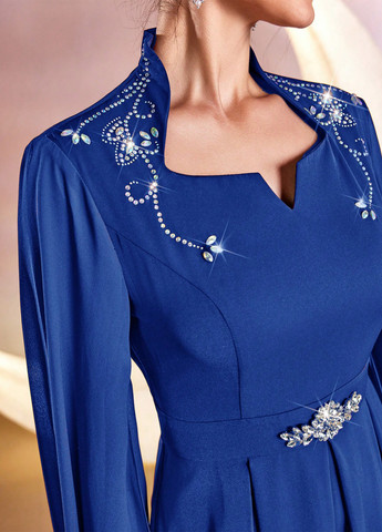 Синее вечернее платье силуэтная SHEIN однотонное