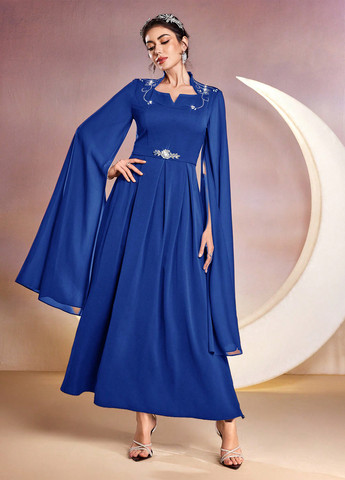 Синее вечернее платье силуэтная SHEIN однотонное