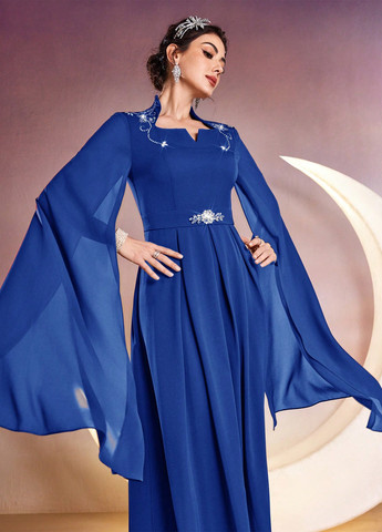 Синее вечернее платье силуэтная SHEIN однотонное