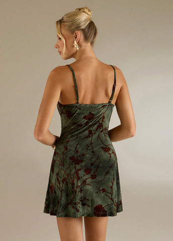 Темно-зелена кежуал сукня з відкритою спиною SHEIN з малюнком