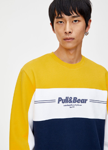 Свитшот Pull & Bear - Прямой крой надпись комбинированный кэжуал хлопок - (251480352)