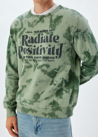 Салатовий світшот KOTON напис без декору (307496813)