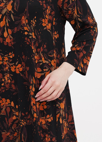 Коричневое кэжуал платье Garnet Hill с абстрактным узором