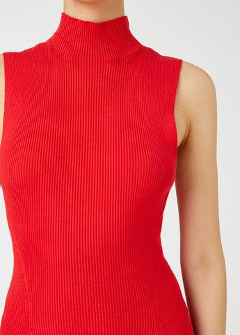 Красное кэжуал платье с открытыми плечами KOTON однотонное