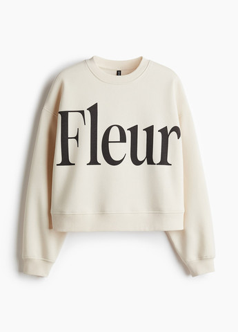 Кремовый свитшот H&M надпись без декора (366778467)