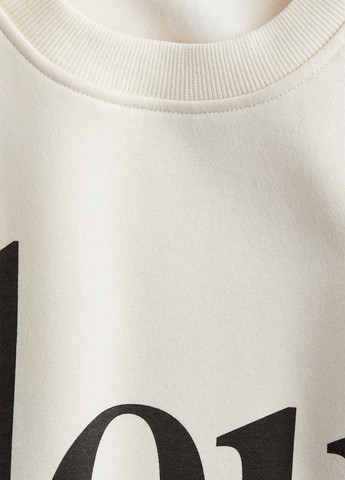 Кремовый свитшот H&M надпись без декора (366778467)