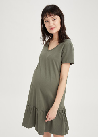 Оливковое кэжуал платье для беременных а-силуэт DeFacto