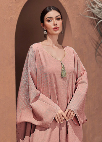 Светло-розовое кэжуал платье SHEIN однотонное