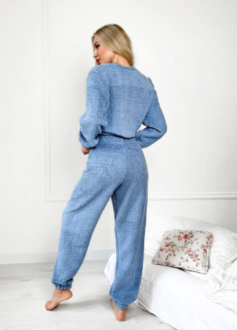 Голубая всесезон пижама кофта + брюки Garna