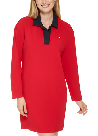 Червона кежуал сукня поло Tommy Hilfiger однотонна