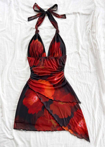 Комбінована коктейльна, кежуал сукня з відкритою спиною SHEIN з квітковим принтом