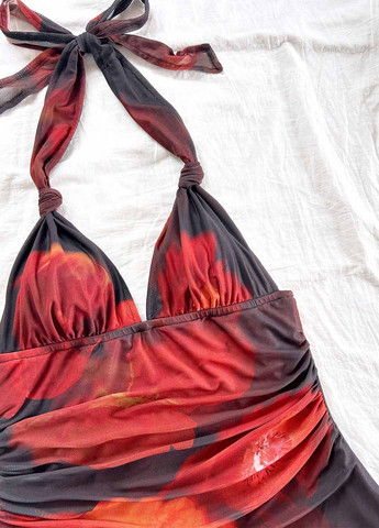 Комбінована коктейльна, кежуал сукня з відкритою спиною SHEIN з квітковим принтом