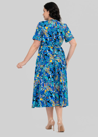 Темно-блакитна кежуал сукня на запах A'll Posa з абстрактним візерунком